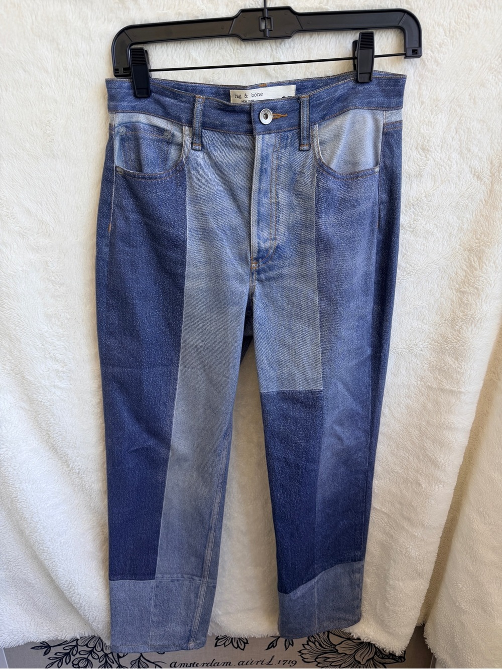 rag & bone Two-Tone Blue Patchwork Jeans for Women